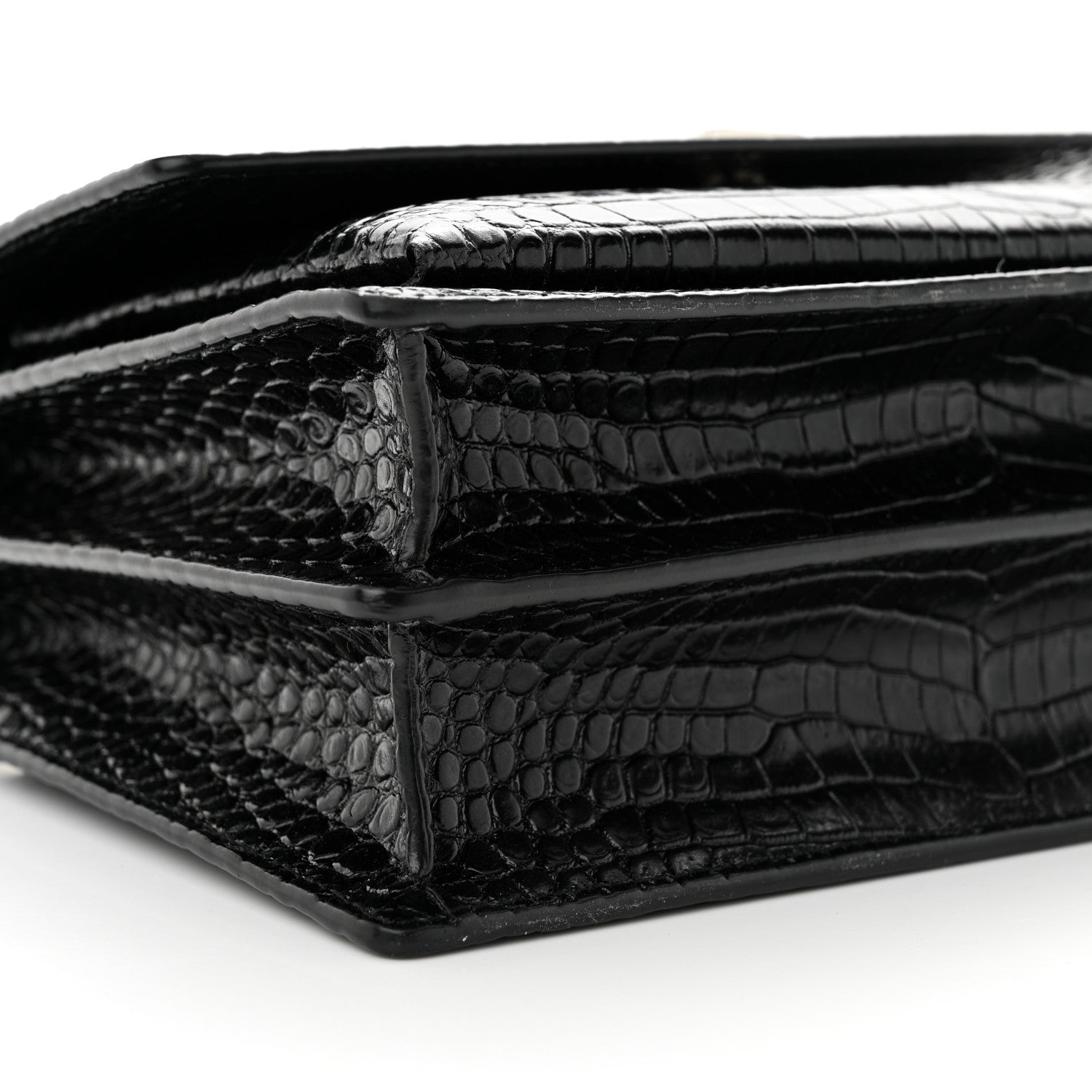 Saint Laurent Calfskin Crocodile Embossed Medium Monogram Sunset Black 8 of 10
