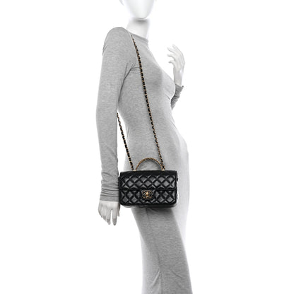 Chanel Lambskin Quilted Mini Strass On Top Flap Black 2 of 11