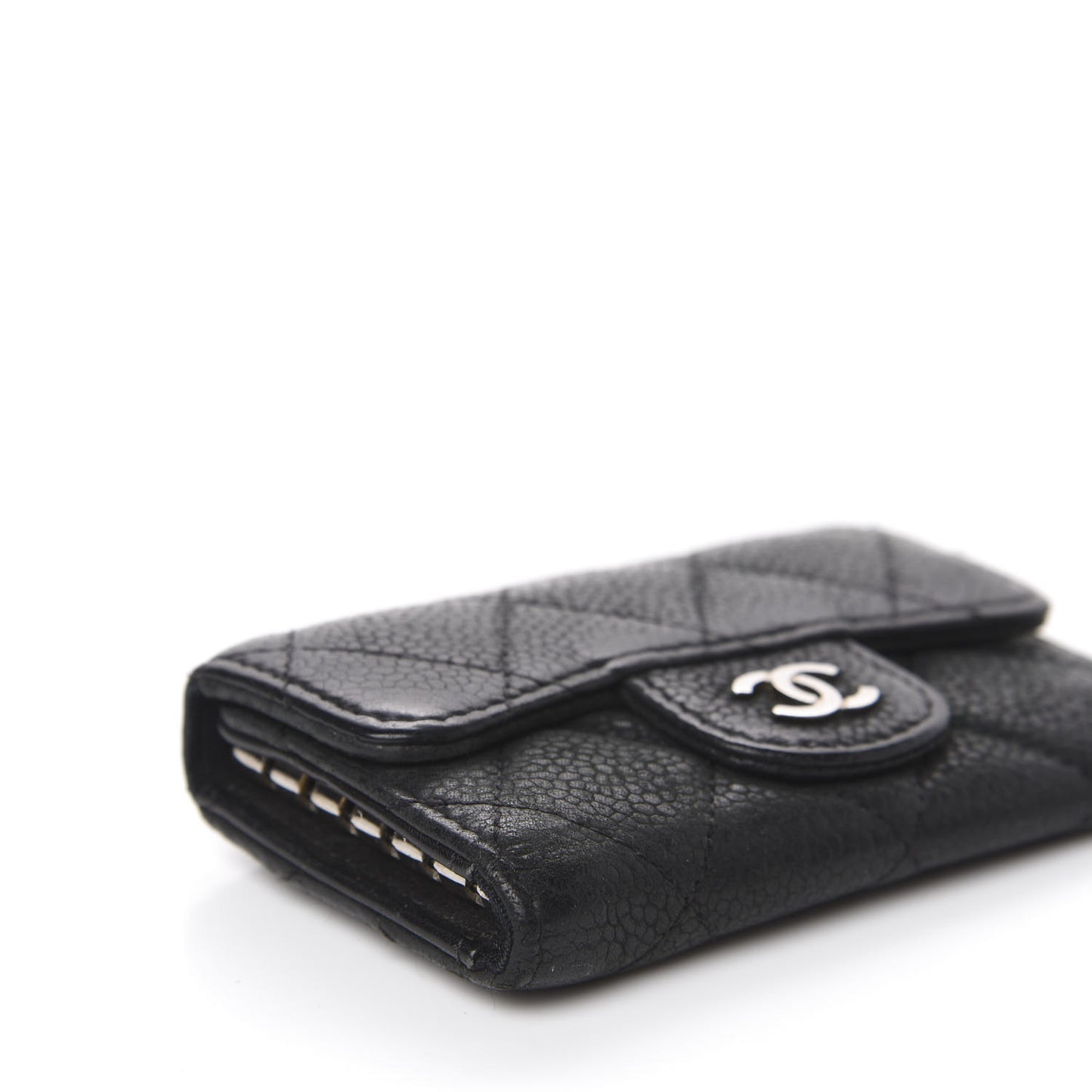 Caviar Quilted 6 Key Holder Black