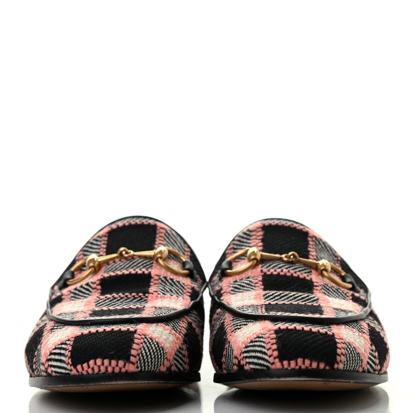 Tweed Check Horsebit Womens Jordaan Loafers 35.5 Black Pink Multicolor