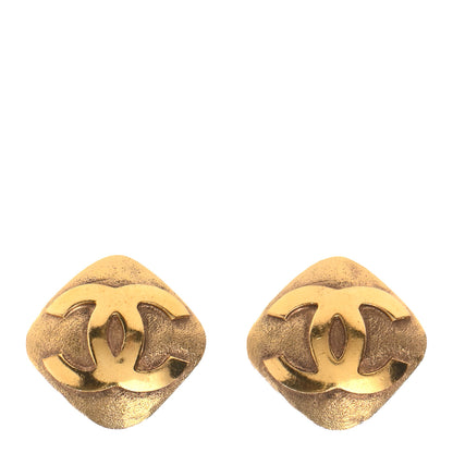 Chanel CC Diamond Shaped Clip On Earrings Gold 1 of 4