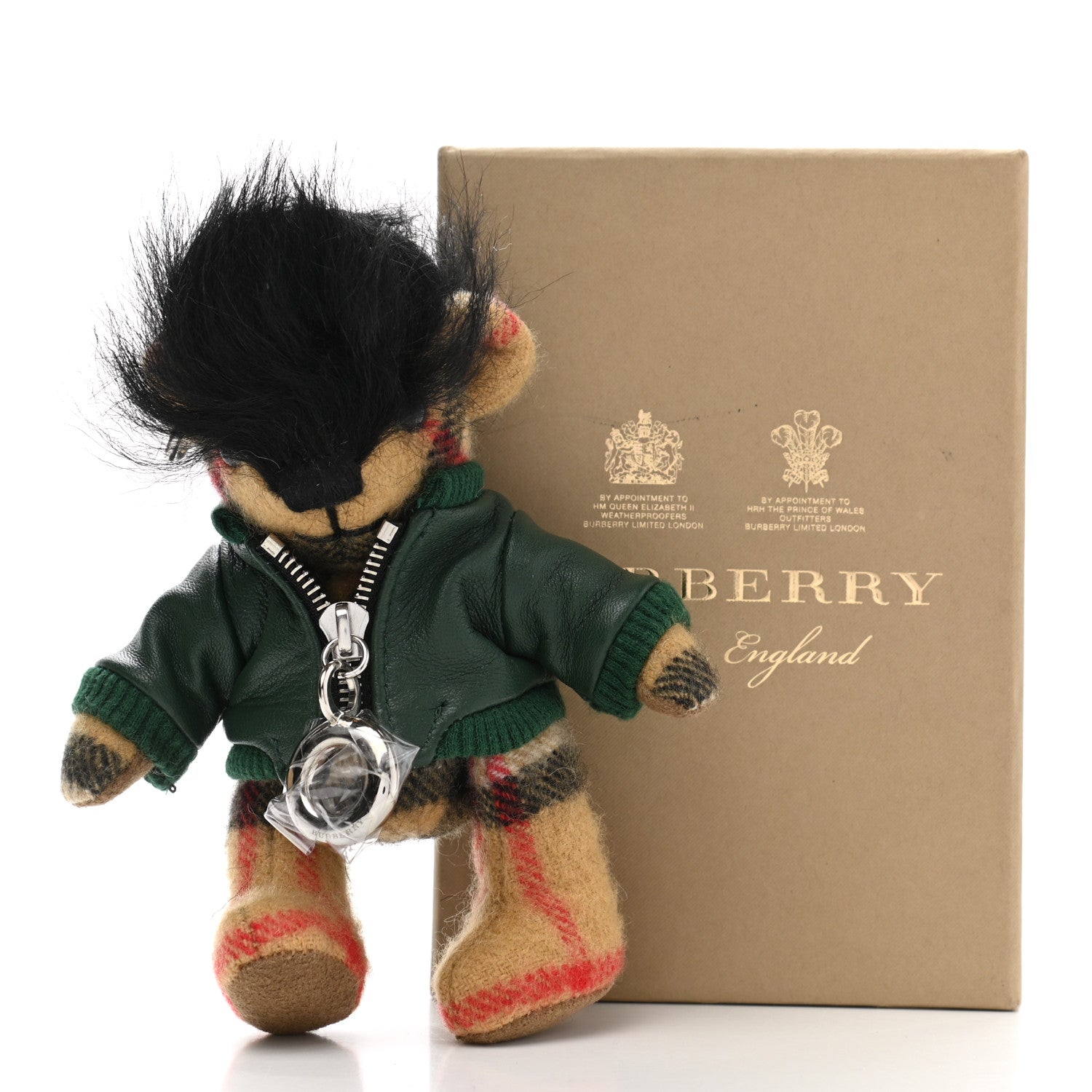 Burberry Cashmere Thomas Biker Teddy Bear Keychain Charm Antique Yellow 4 of 4