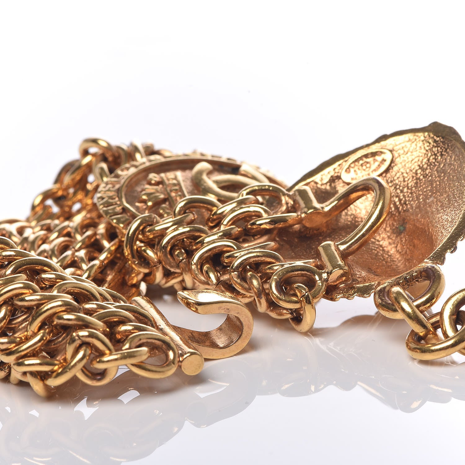 Chanel CC Lion Multistrand Chain Medallion Bracelet Gold 6 of 7
