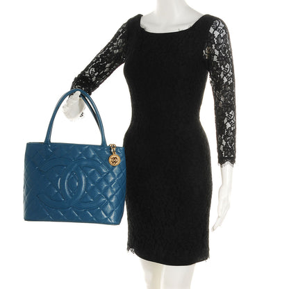 Chanel Caviar Medallion Tote Blue 2 of 7