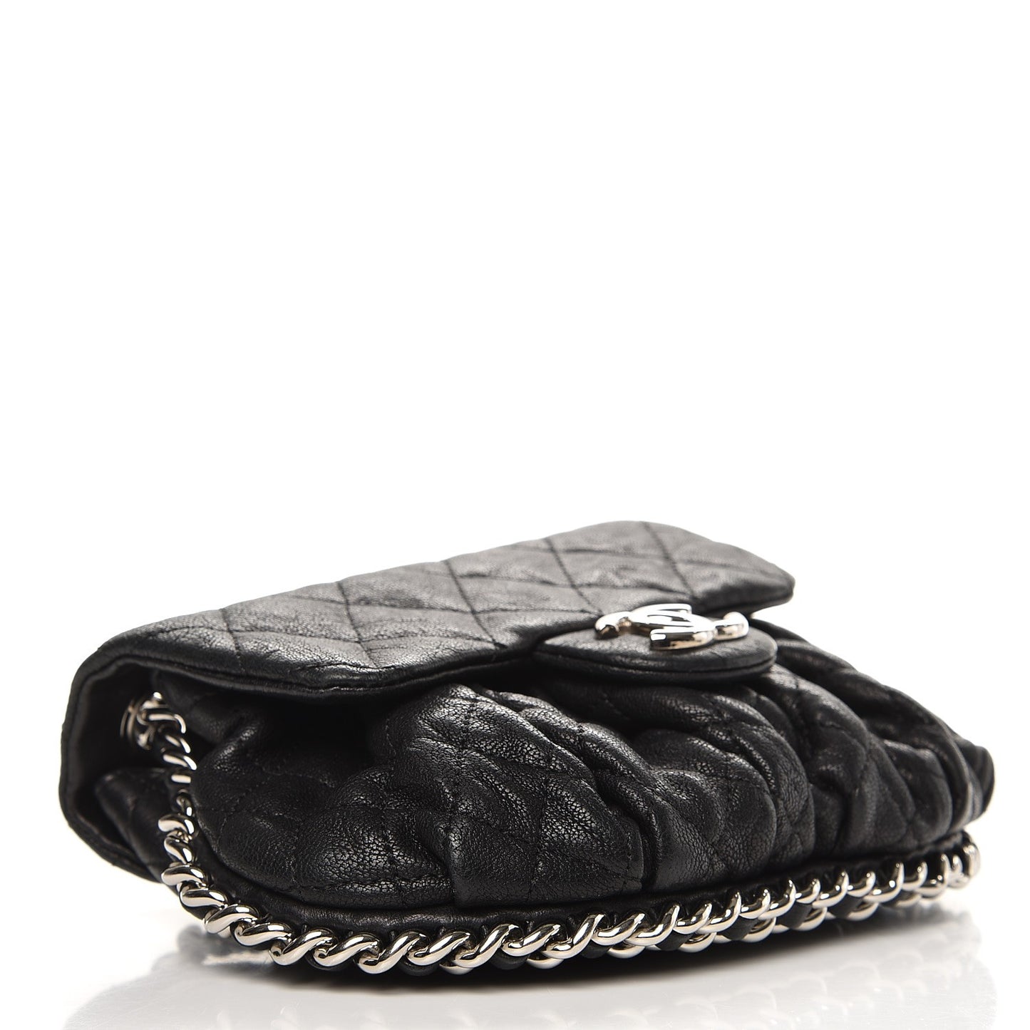 Washed Lambskin Mini Chain Around Messenger Black