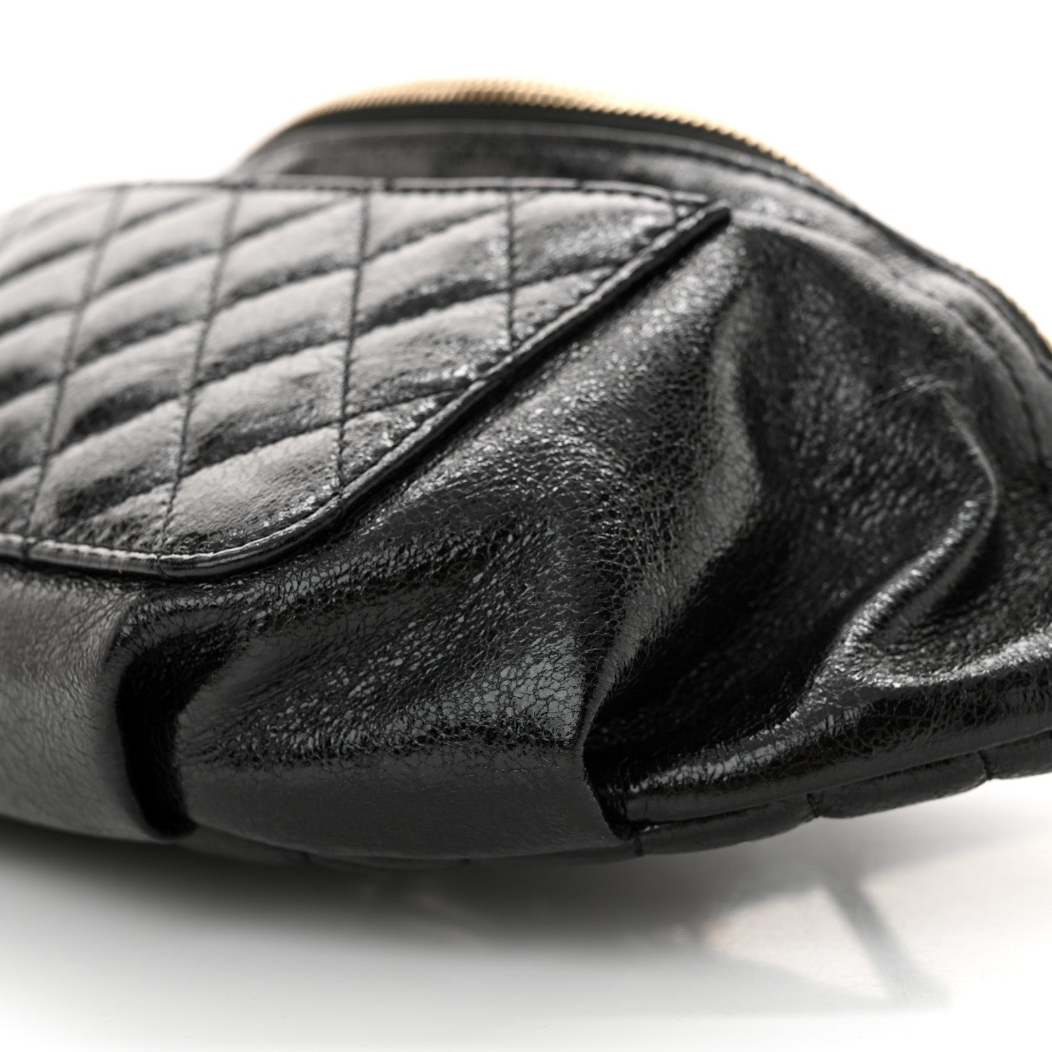 Chanel Crumpled Glazed Lambskin Quilted Waist Bag Fanny Pack Black 10 of 11