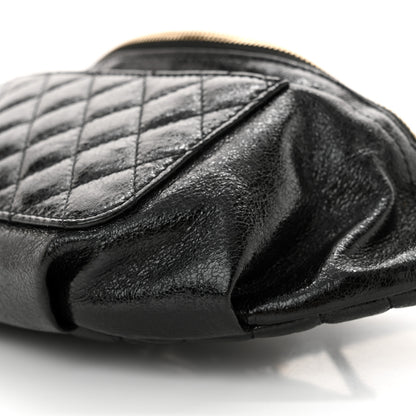 Chanel Crumpled Glazed Lambskin Quilted Waist Bag Fanny Pack Black 10 of 11