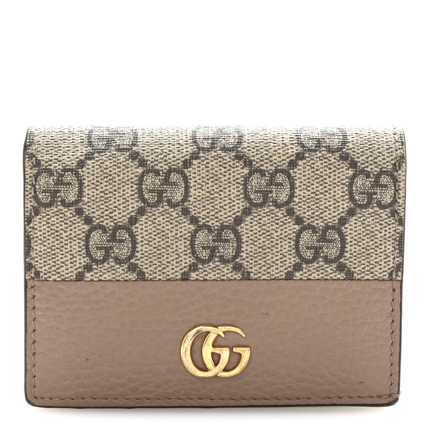 Dollar Calfskin GG Supreme Monogram GG Marmont Card Case Porcelain Rose Beige Ebony