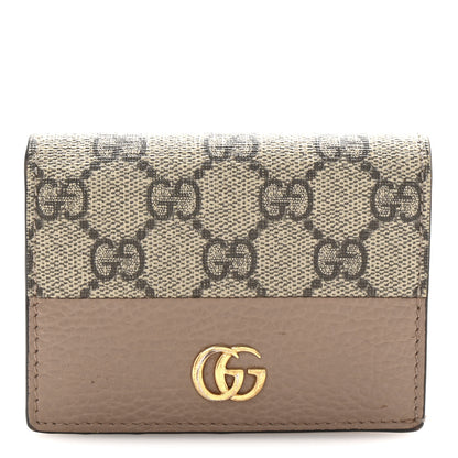 Gucci Dollar Calfskin GG Supreme Monogram GG Marmont Card Case Porcelain Rose Beige Ebony 1 of 8