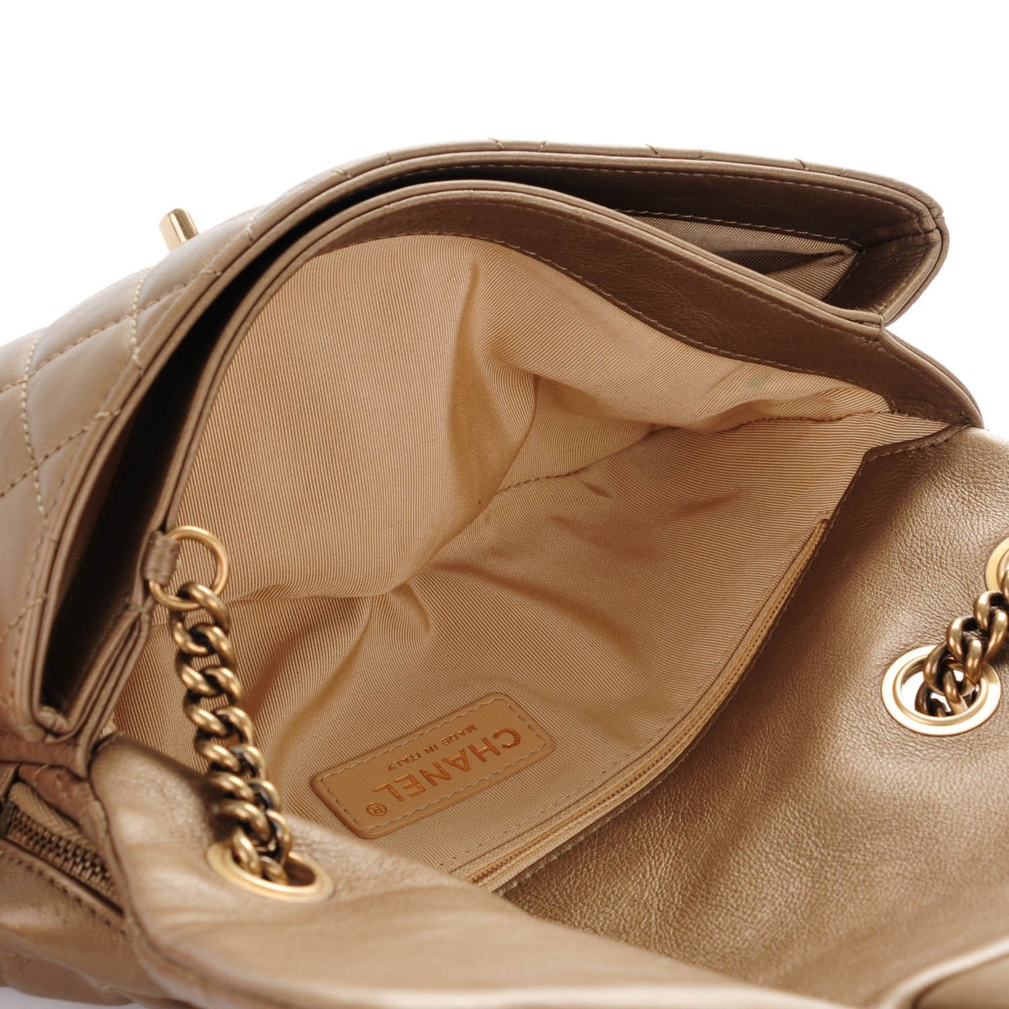 Calfskin CC Crown Small Flap Gold