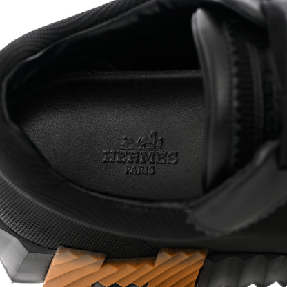 Hermes Technical Canvas Suede Goatskin Bouncing Sneakers 43 Black Miel 6 of 12