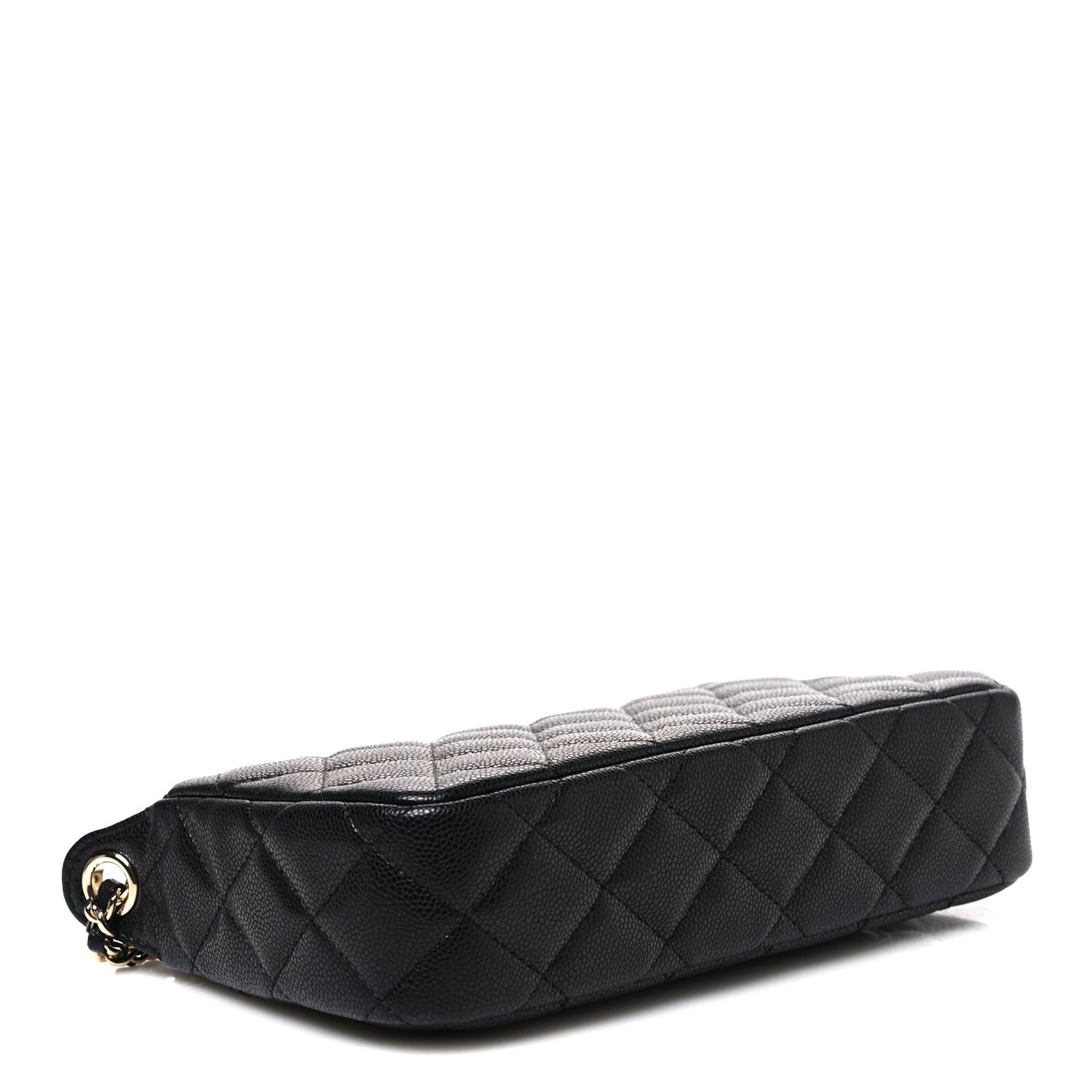 Caviar Quilted Purse With Chain Black