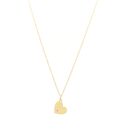Tiffany 18K Yellow Gold Pink Sapphire Mini Heart Pendant Necklace 1 of 6