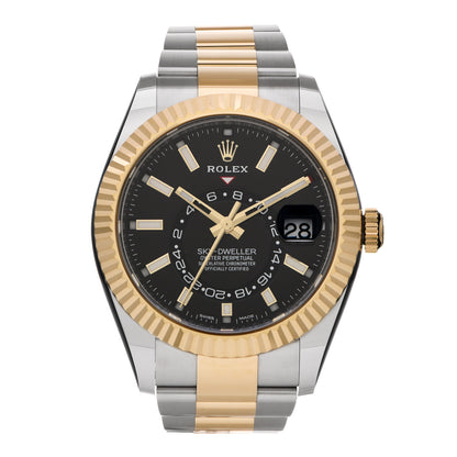 Rolex 18K Yellow Gold Stainless Steel 42mm Oyster Perpetual Sky-Dweller Watch Bright Black 326933 1 of 6
