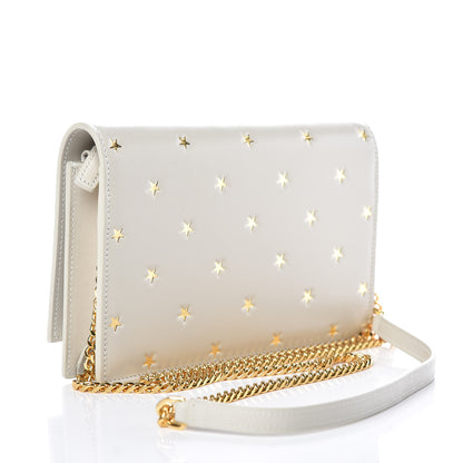 Saint Laurent Calfskin Star Print Monogram Kate Tassel Chain Wallet White Gold 3 of 7