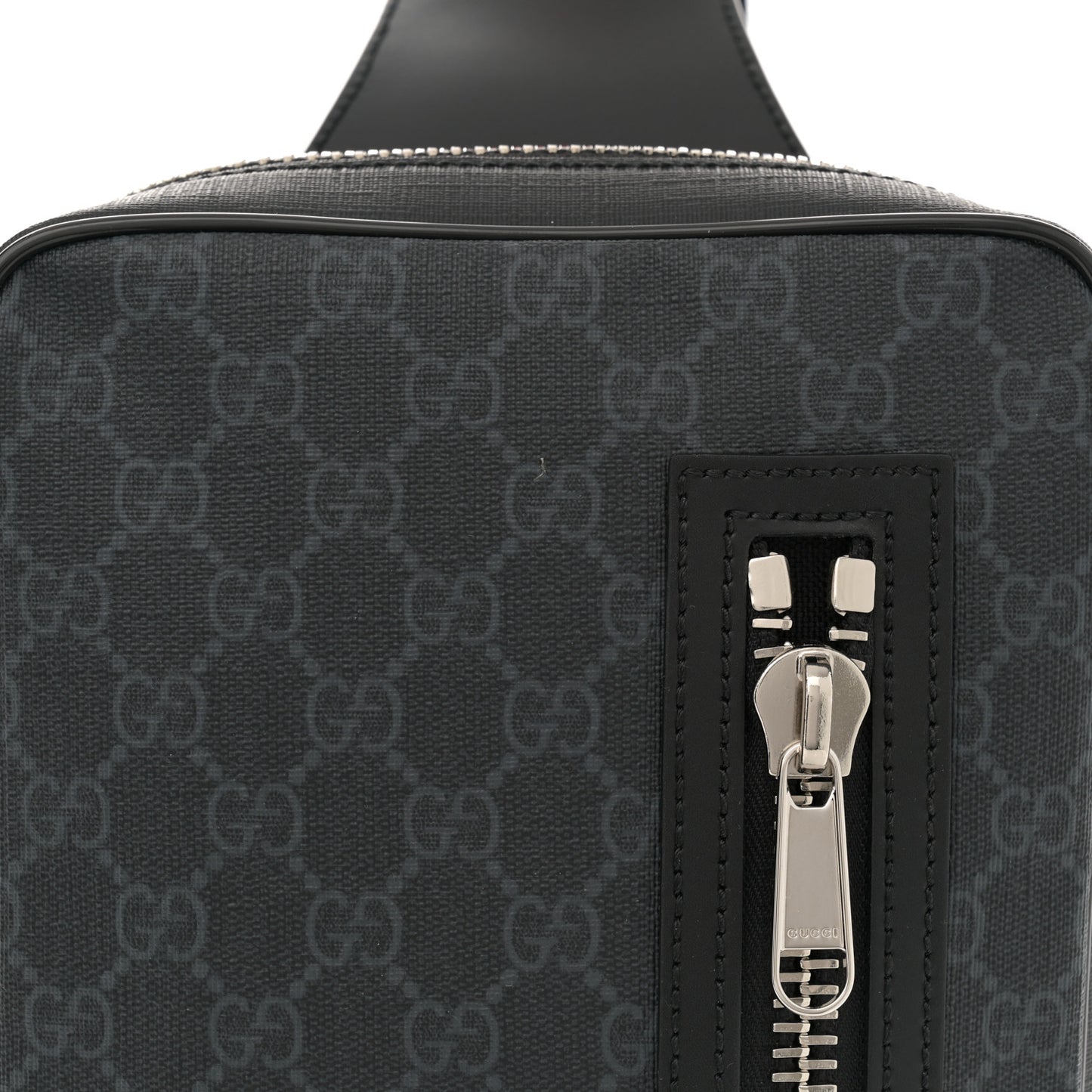 GG Supreme Monogram Web Belt Bag Black Grey