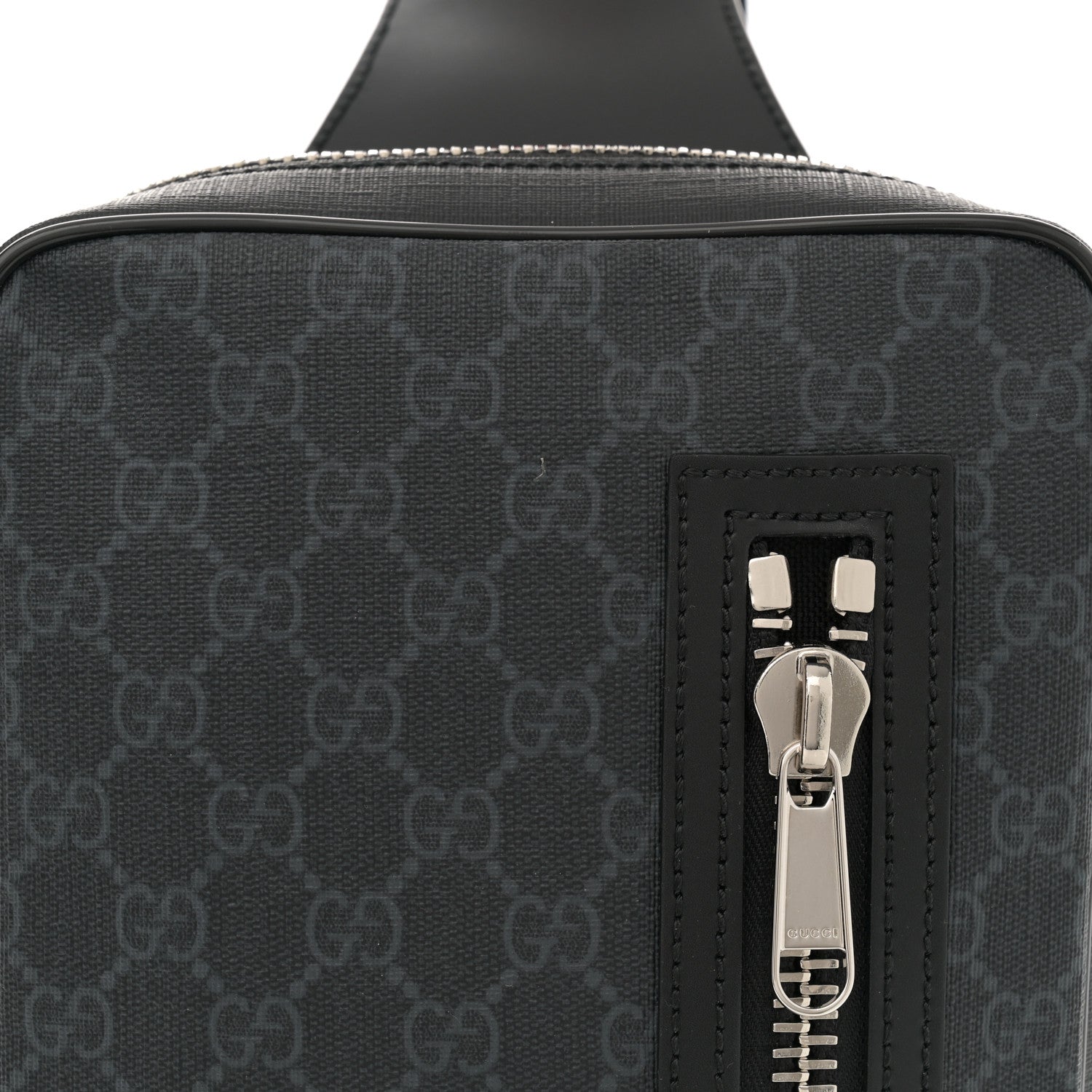 Gucci GG Supreme Monogram Web Belt Bag Black Grey 8 of 11