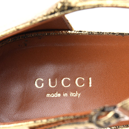Gucci Metallic Calfskin Open Toe Ankle Strap Pumps 41 Gold 7 of 16