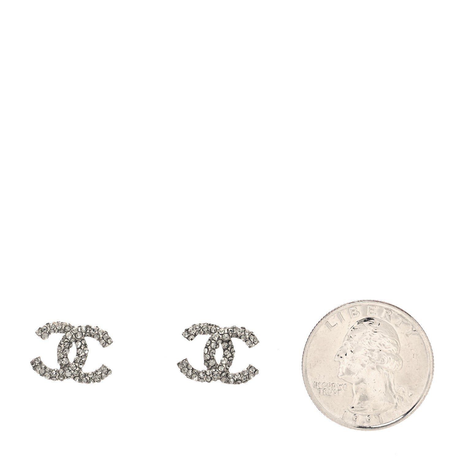 Chanel Crystal CC Earrings Silver 2 of 4