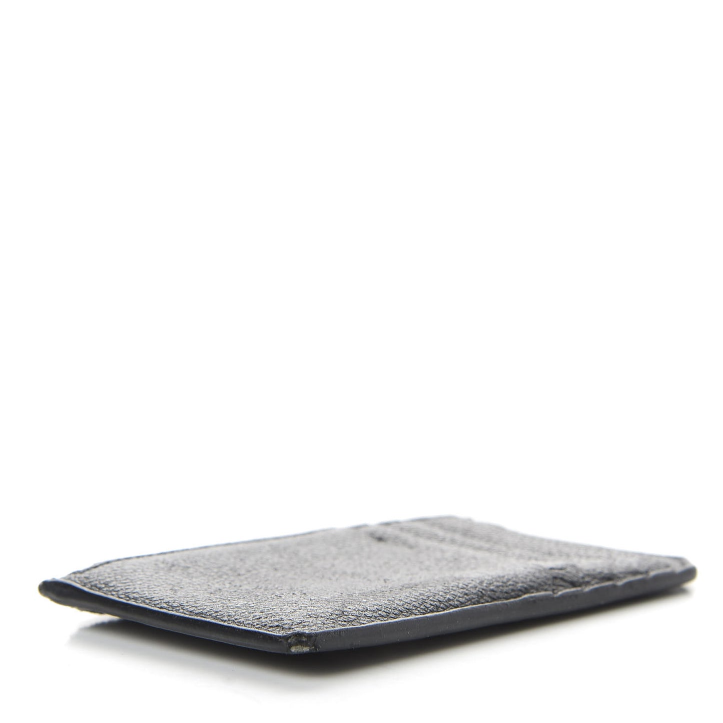 Grained Calfskin 5 Fragments Zip Pouch Card Holder Black