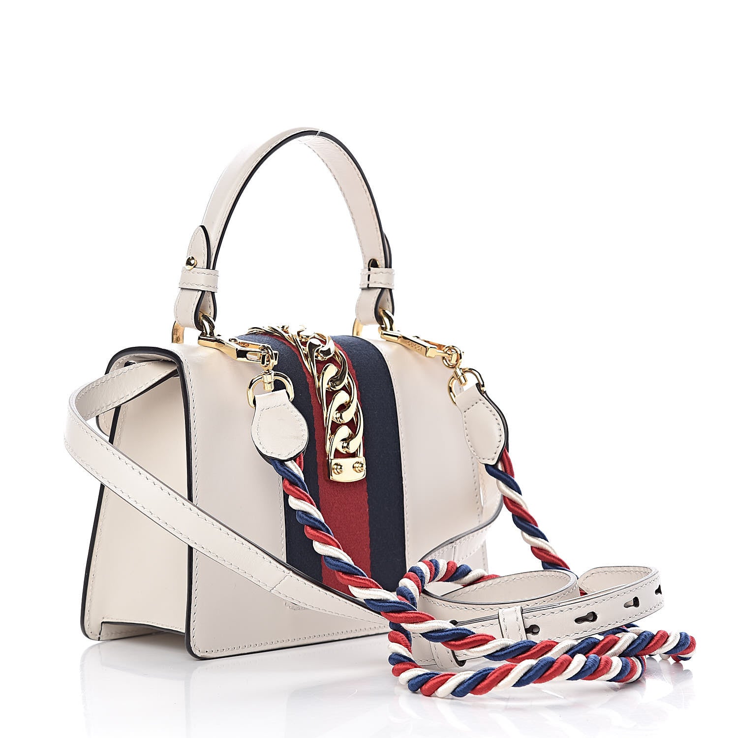 Gucci Calfskin Mini Sylvie Top Handle Bag White 3 of 13
