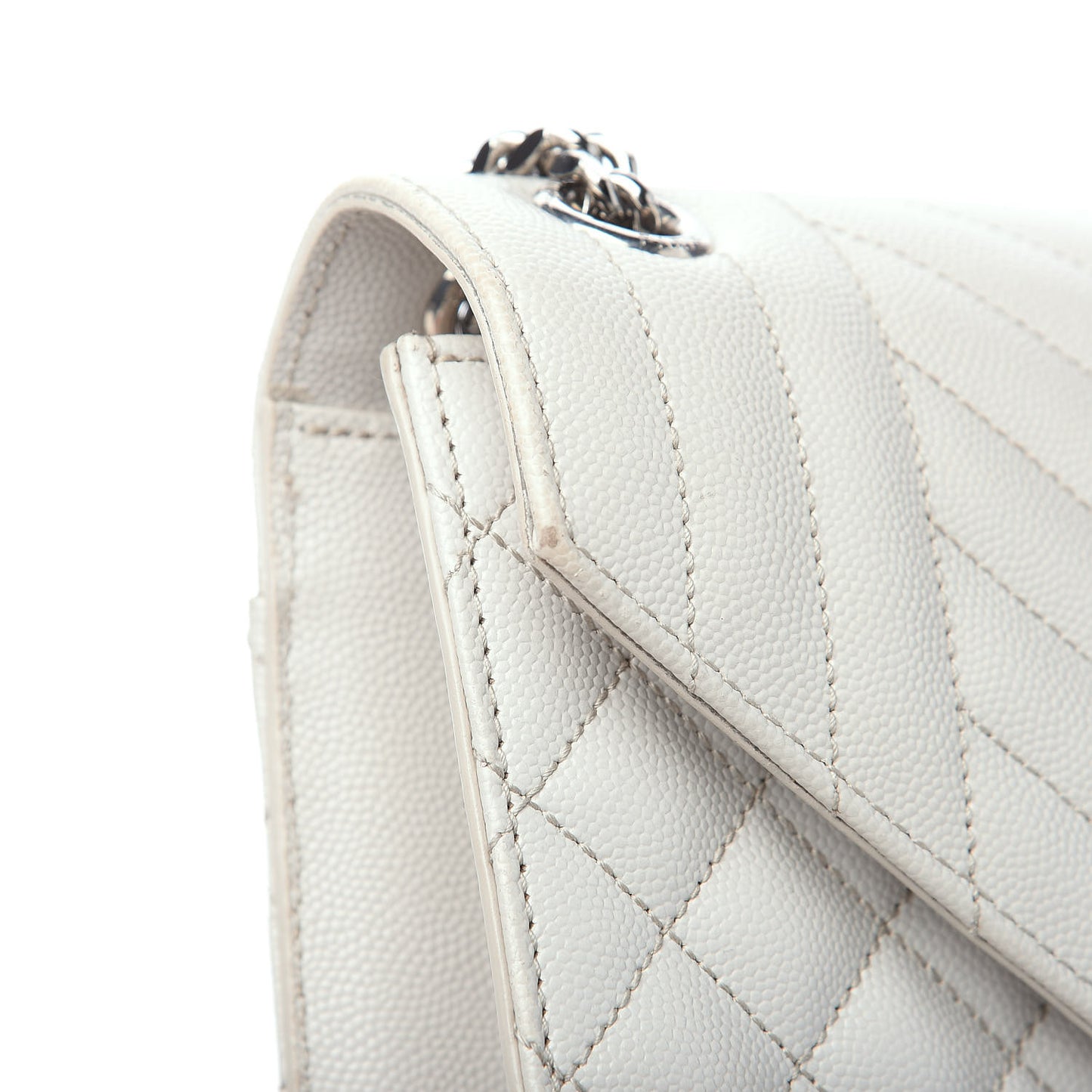 Grain De Poudre Textured Mixed Matelasse Medium Triquilt Monogram Satchel Porcellana