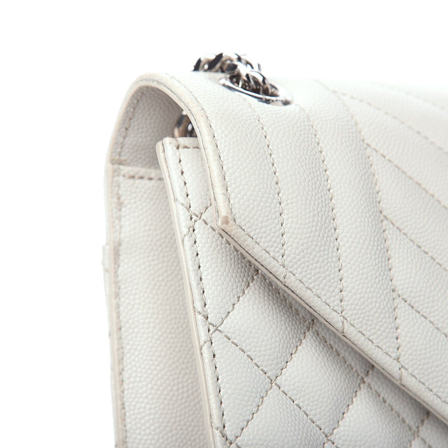 Saint Laurent Grain De Poudre Textured Mixed Matelasse Medium Triquilt Monogram Satchel Porcellana 12 of 14