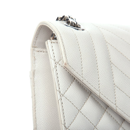 Saint Laurent Grain De Poudre Textured Mixed Matelasse Medium Triquilt Monogram Satchel Porcellana 12 of 14