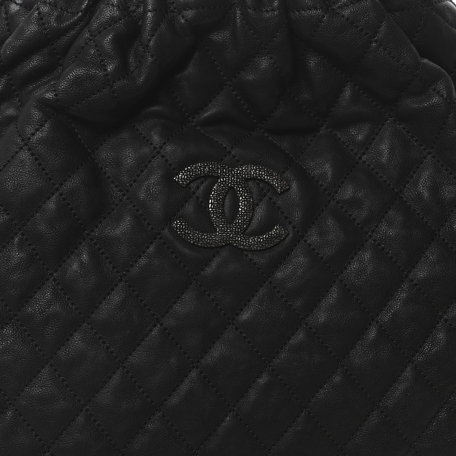 Chanel Distressed Glazed Caviar Quilted Large Elastic Tote Black 8 of 10
