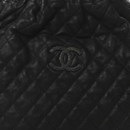 Chanel Distressed Glazed Caviar Quilted Large Elastic Tote Black 8 of 10
