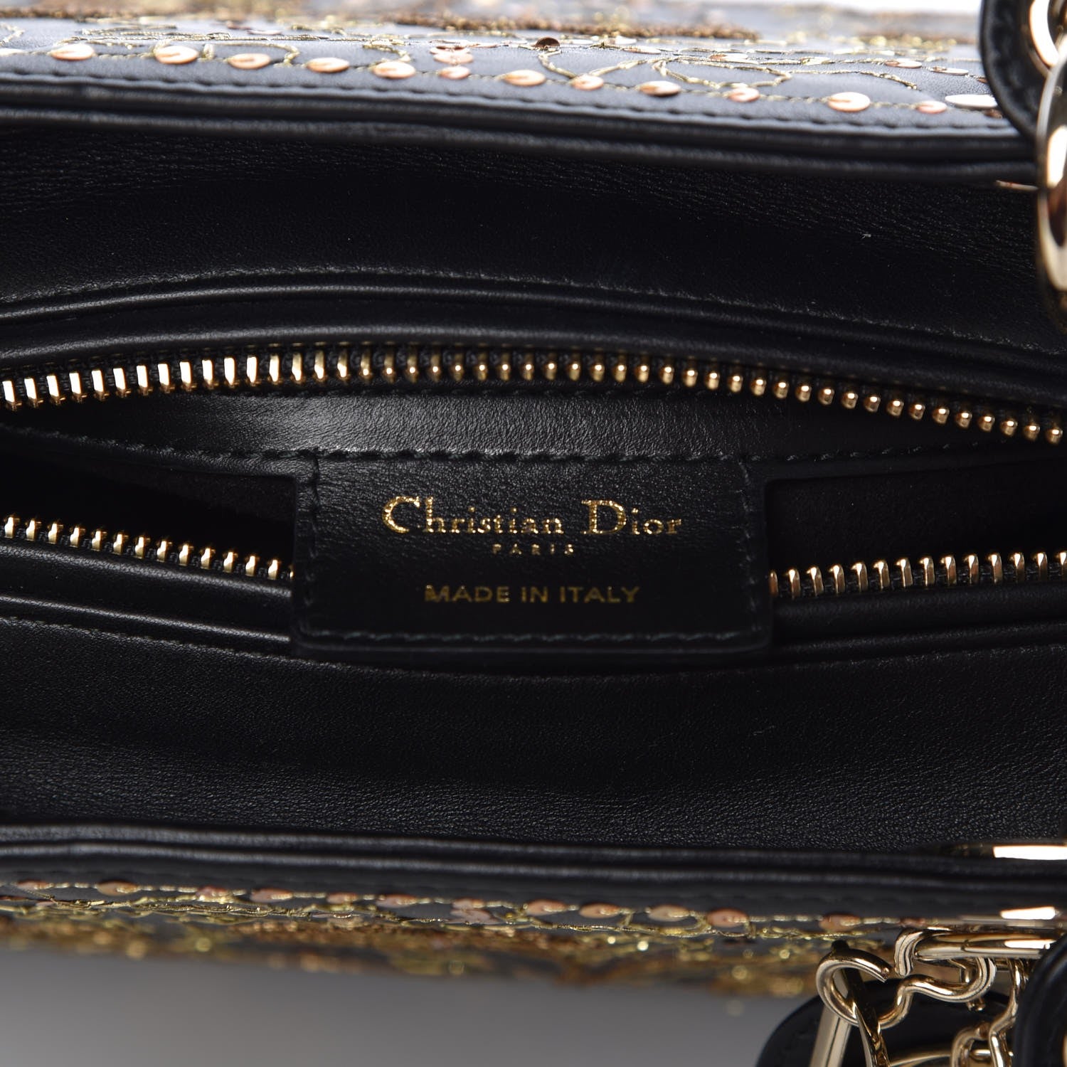Christian Dior Smooth Calfskin Embroidered Medium Lady Dior Black 6 of 7