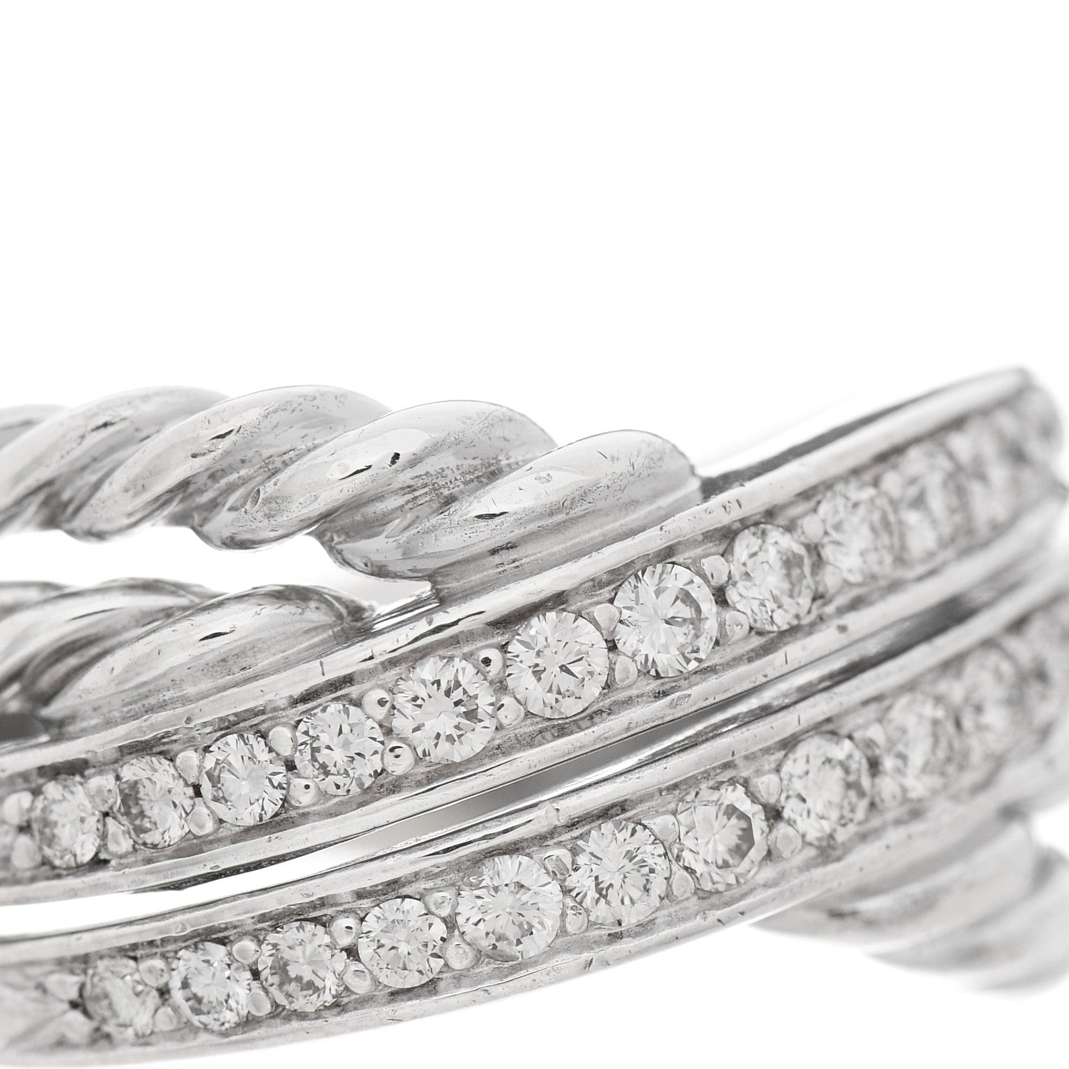 David Yurman Sterling Silver Diamond 11mm Crossover Ring 54 7 5 of 6