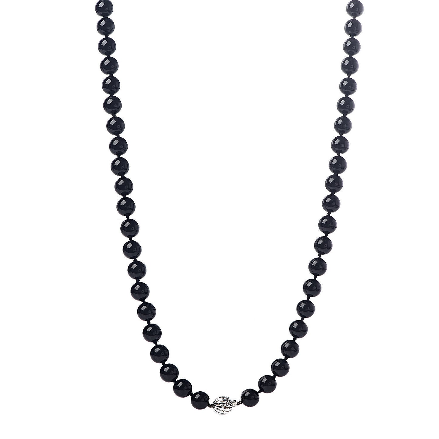 Sterling Silver Black Onyx Bead Necklace