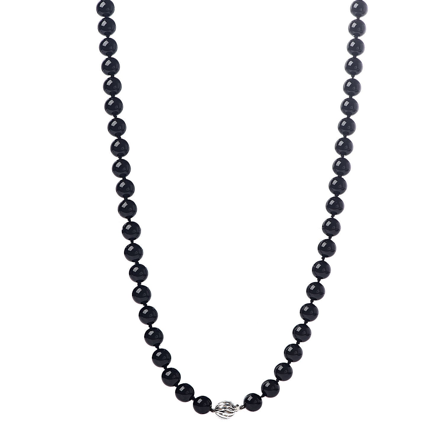 Tiffany Sterling Silver Black Onyx Bead Necklace 1 of 6