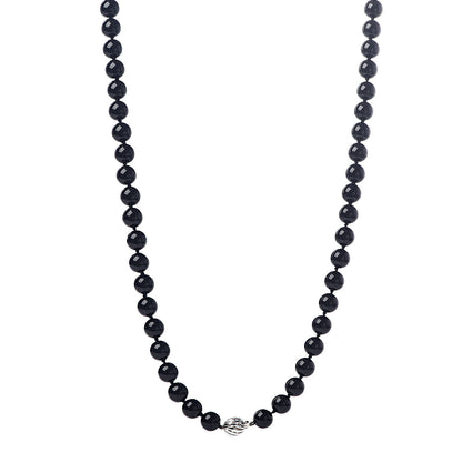 Tiffany Sterling Silver Black Onyx Bead Necklace 1 of 6