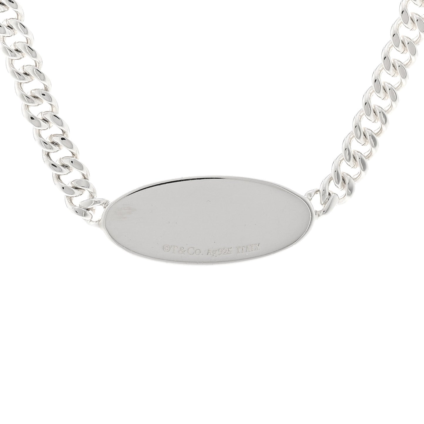 Sterling Silver Diamond Return to Tiffany ID Oval Pendant Necklace