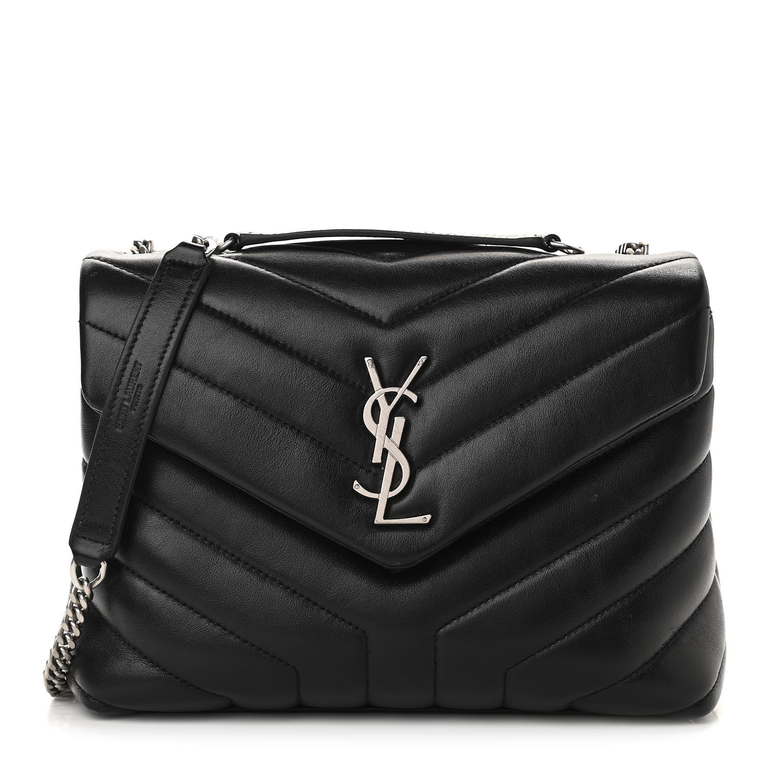 Saint Laurent Calfskin Y Quilted Monogram Small Loulou Chain Satchel Black 1 of 10