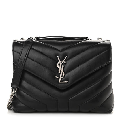 Saint Laurent Calfskin Y Quilted Monogram Small Loulou Chain Satchel Black 1 of 10