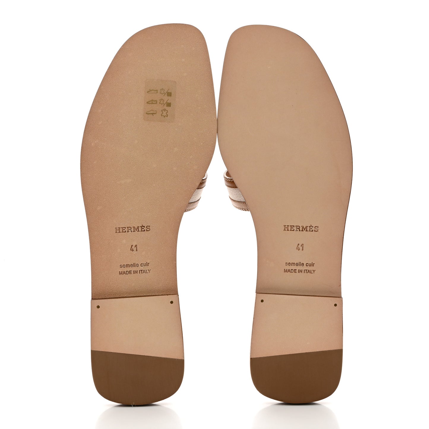 Calfskin Canvas Oran Sandals 41 Noisette Beige Dore