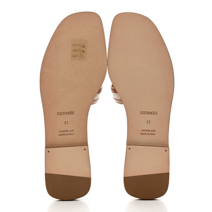 Hermes Calfskin Canvas Oran Sandals 41 Noisette Beige Dore 5 of 9