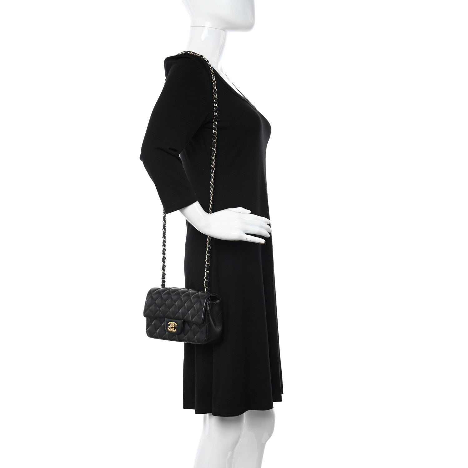Chanel Lambskin Quilted Mini Rectangular Flap Black 2 of 10