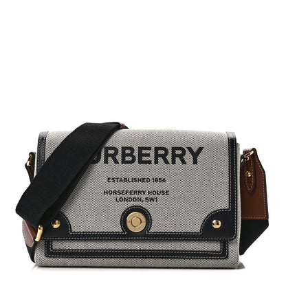 Burberry Canvas Horseferry Print Note Crossbody Bag Grey Black 1 of 14