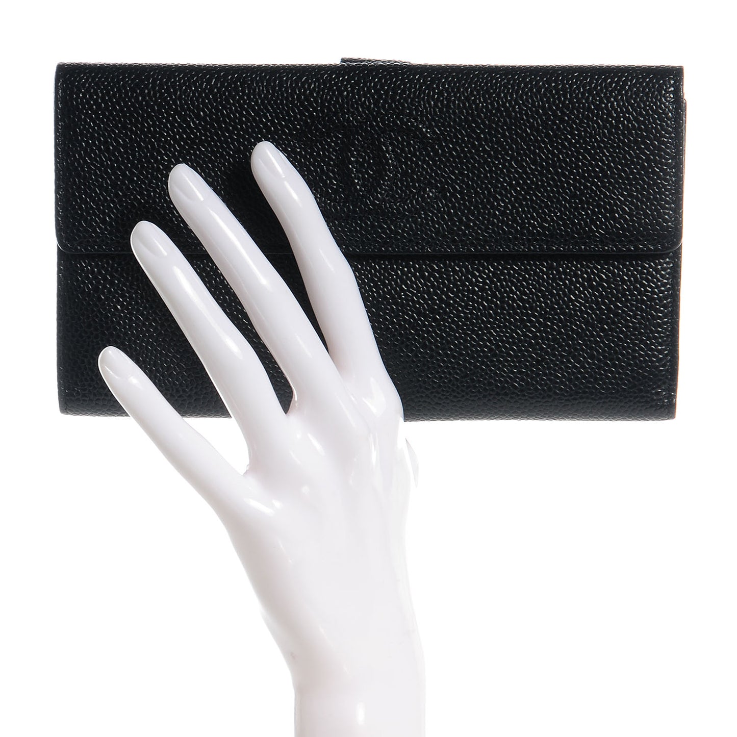 Caviar CC Long Flap French Wallet Black