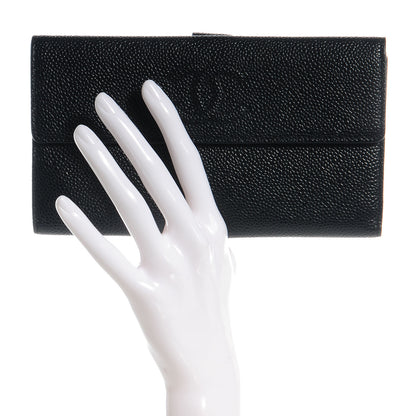 Chanel Caviar CC Long Flap French Wallet Black 2 of 9