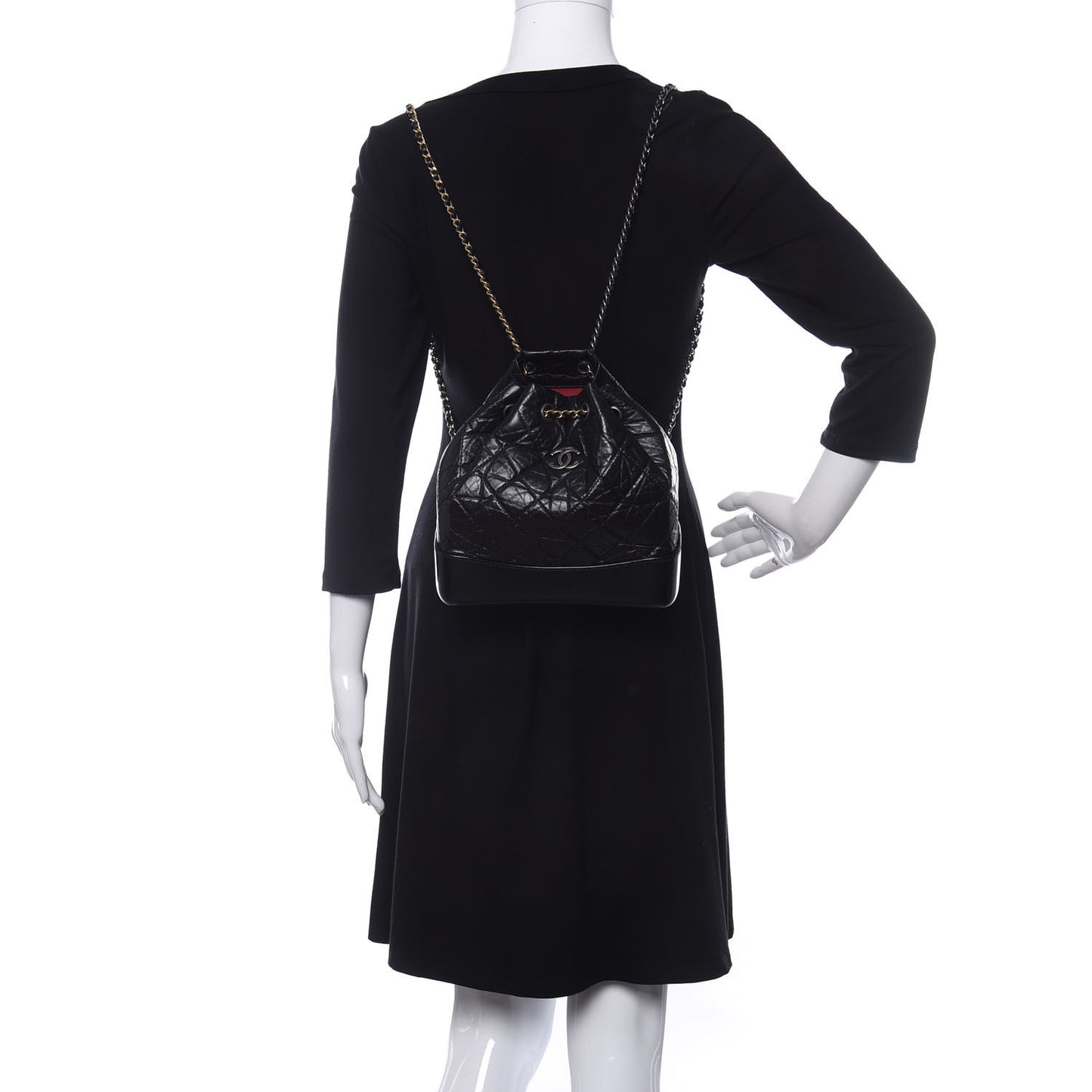 Aged Calfskin Quilted Small Gabrielle Backpack Black