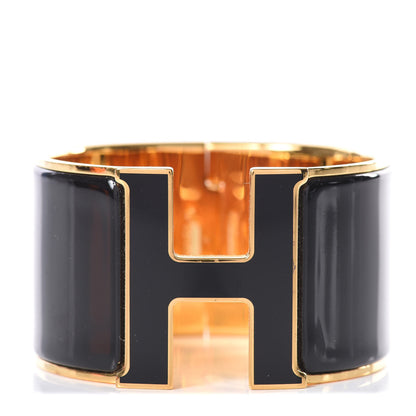 Hermes Enamel Extra Wide Clic Clac H Bracelet PM Black 1 of 5