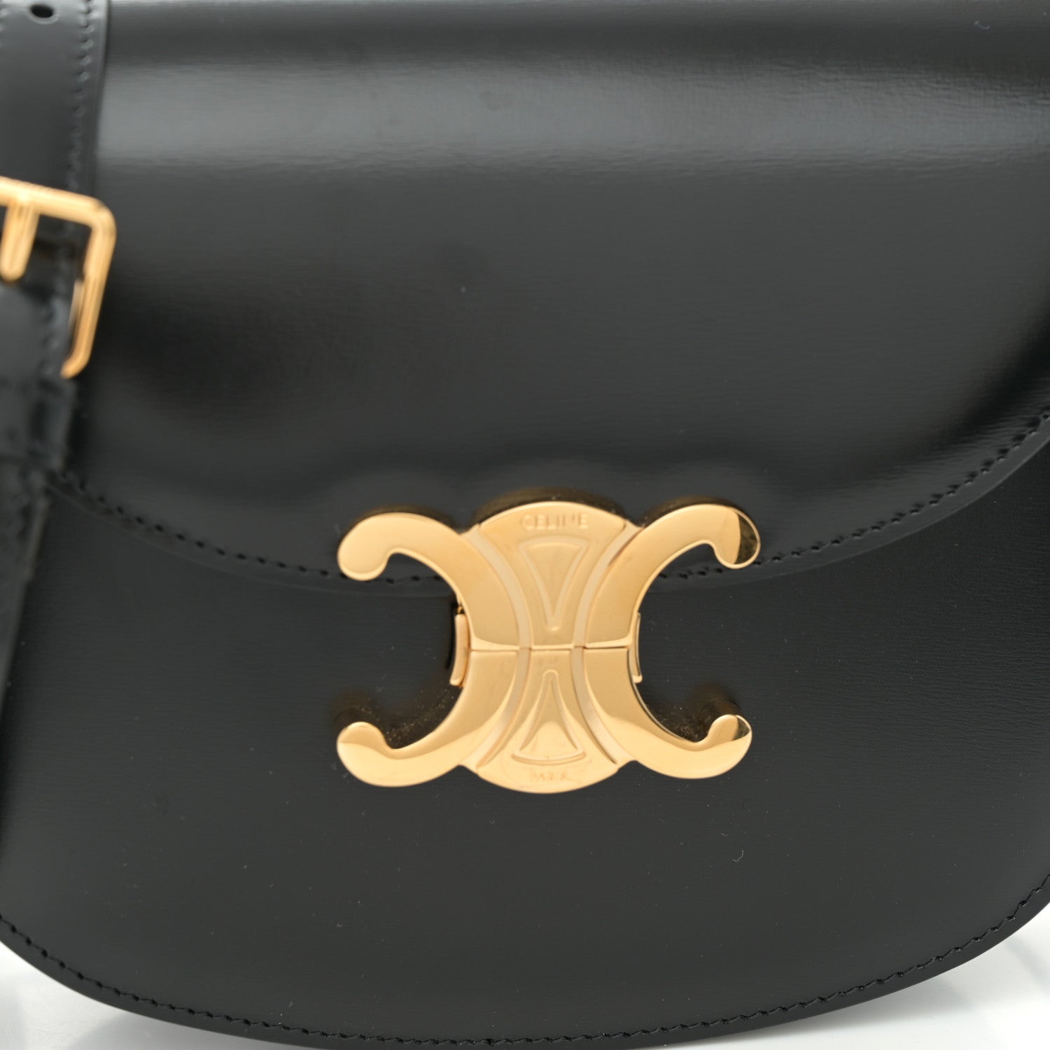 Celine Shiny Calfskin Besace Clea Triomphe Black 6 of 10