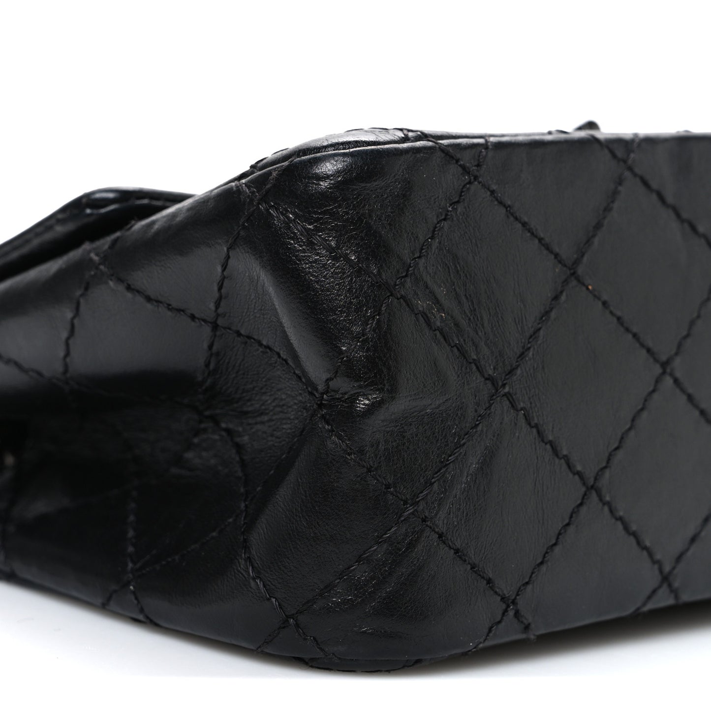 Aged Calfskin Quilted 2.55 Reissue Mini Flap So Black