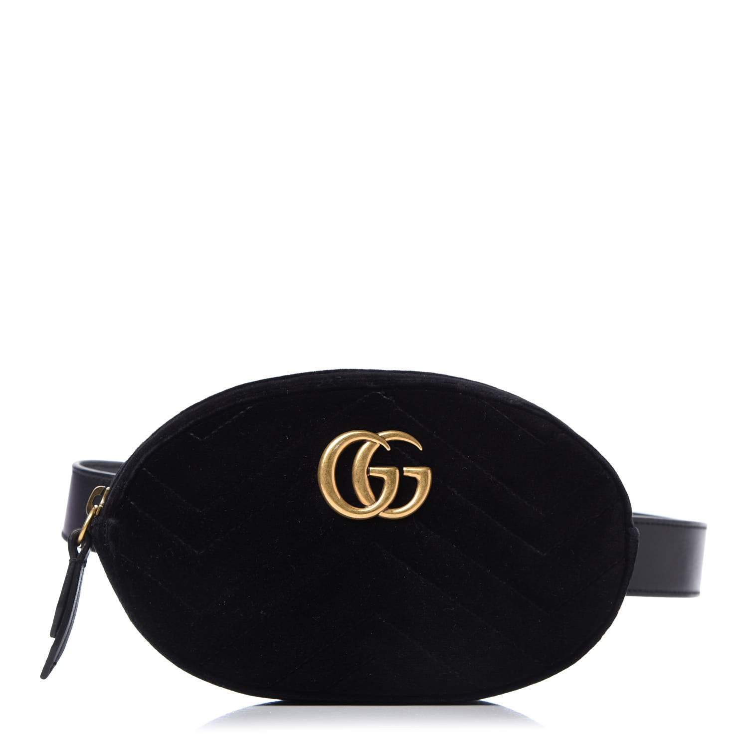 Gucci Velvet Matelasse GG Marmont Belt Bag 85 34 Black 1 of 9