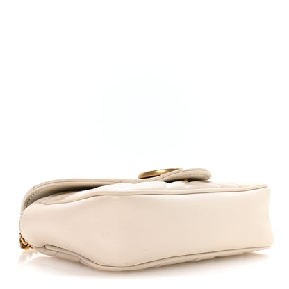 Gucci Calfskin Matelasse Super Mini GG Marmont Shoulder Bag White 4 of 10
